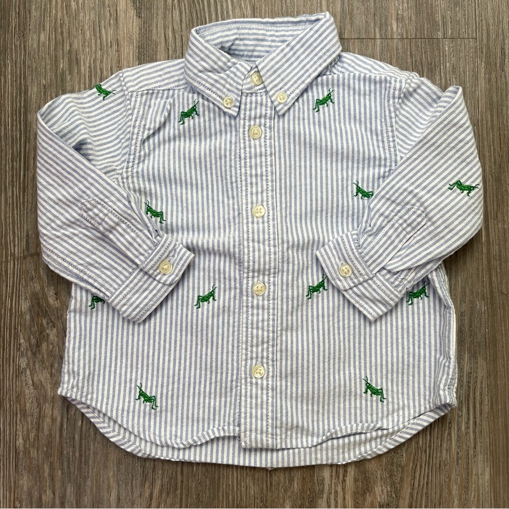 Ralph Lauren Blue Striped Grasshopper Shirt 9 months